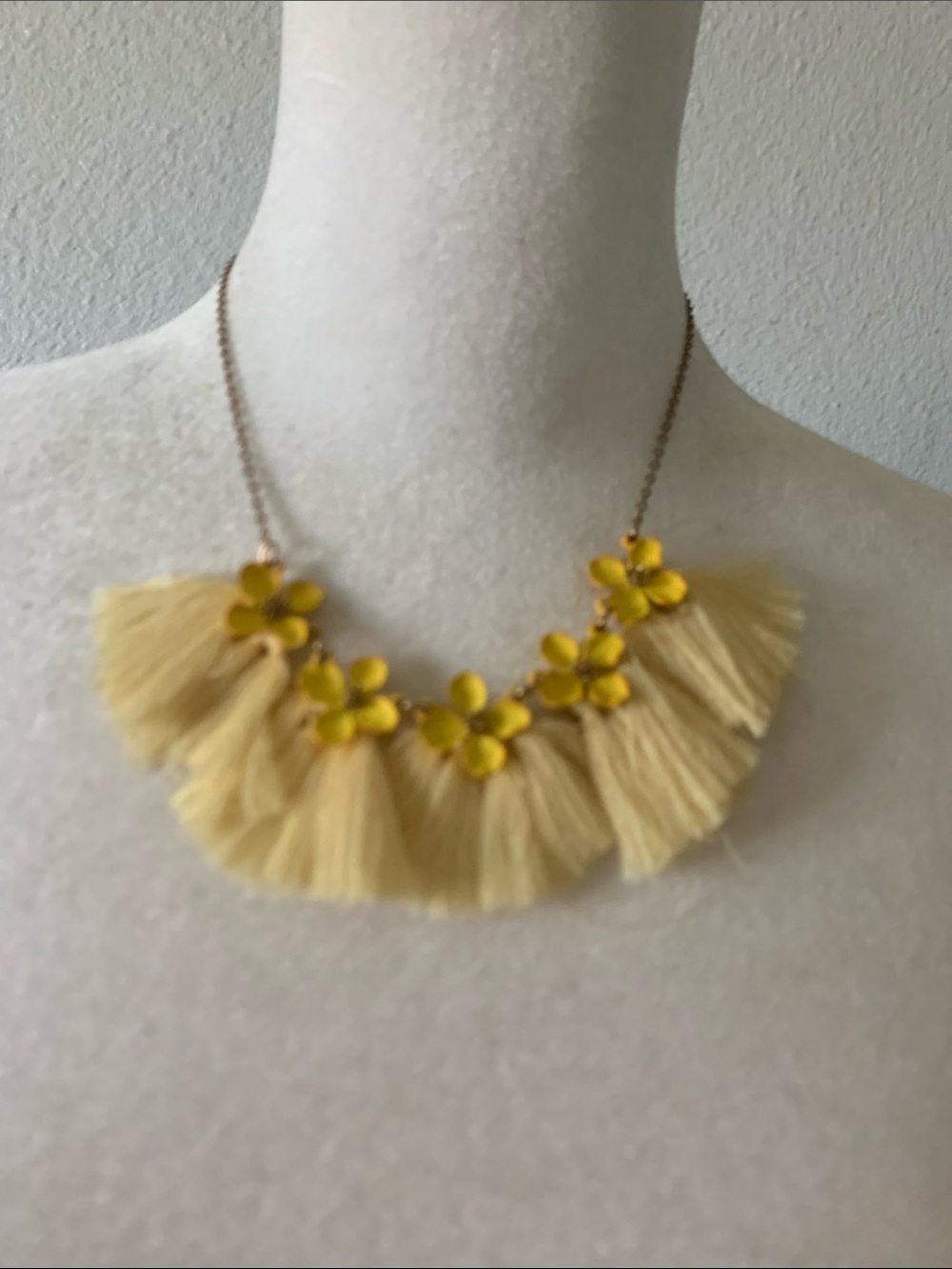 Yellow Floral Tassel Statement Necklace - Women Jewelry